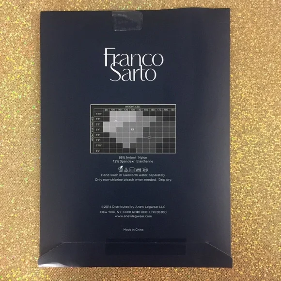 Size C Franco Sarto Black Sheer to Waist Pantyhose - Picture 3 of 4